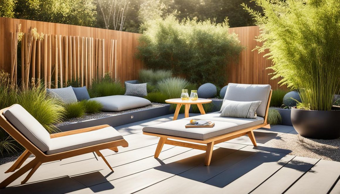 Sustainable outdoor furniture in a garden